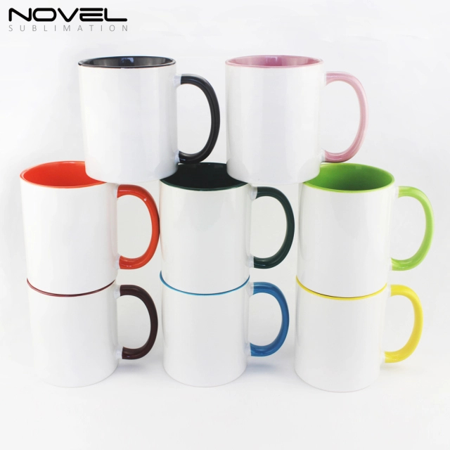 CeramicMugs Coffee Mug 11oz Mug Cup with Color Fringe Color Rim and Handle