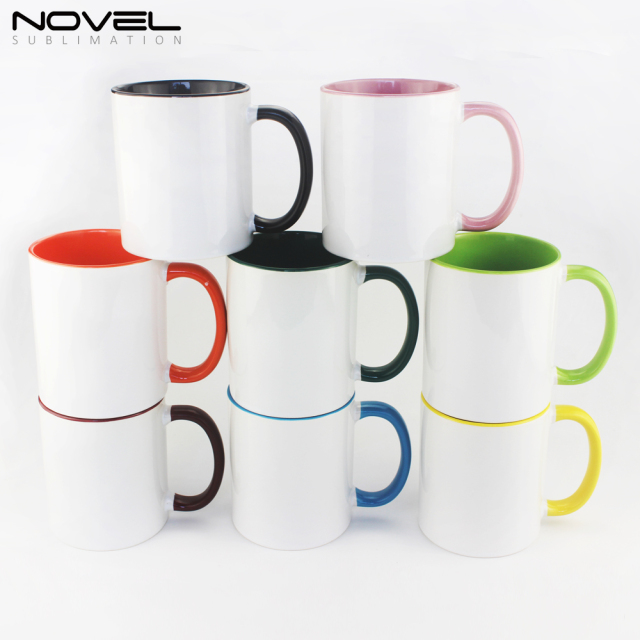 CeramicMugs Coffee Mug 11oz Mug Cup with Color Fringe Color Rim and Handle