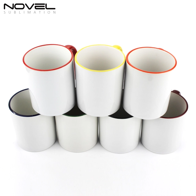 11oz Ceramic Coffee Mug Classic Mug with Color Rim and Handle