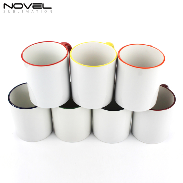 11oz Ceramic Coffee Mug Classic Mug with Color Rim and Handle