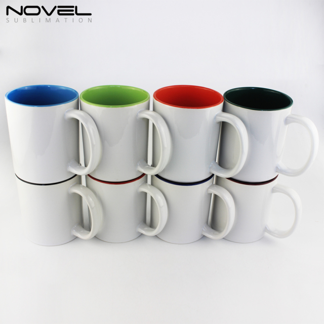 11oz Inside Color Mug Ceramic Coffee Mugs with inner Colors White Handle White Box