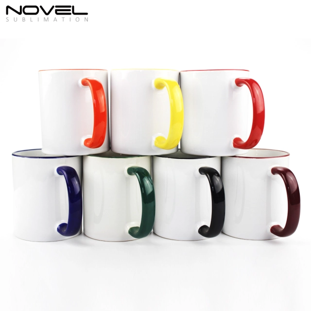 11oz Ceramic Coffee Mug Classic Mug with Color Rim and Handle