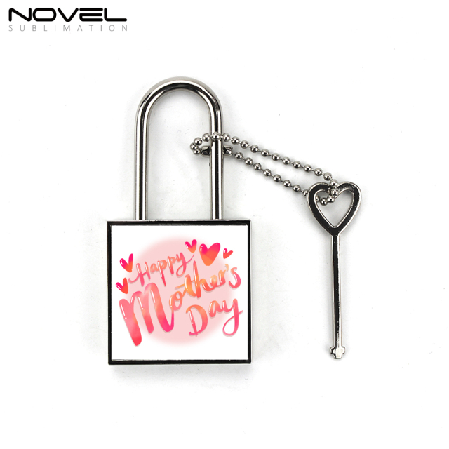 Zinc alloy Padlock Sublimation Metal Lock Square Heart Circle Lock with Key Heat Round Square Shapes