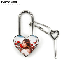 Zinc alloy Padlock Sublimation Metal Lock Square Heart Circle Lock with Key Heat Round Square Shapes