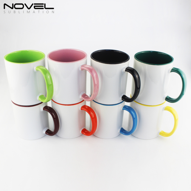 CeramicMugs Coffee Mug 11oz Mug Cup with Color Fringe Color Rim and Handle