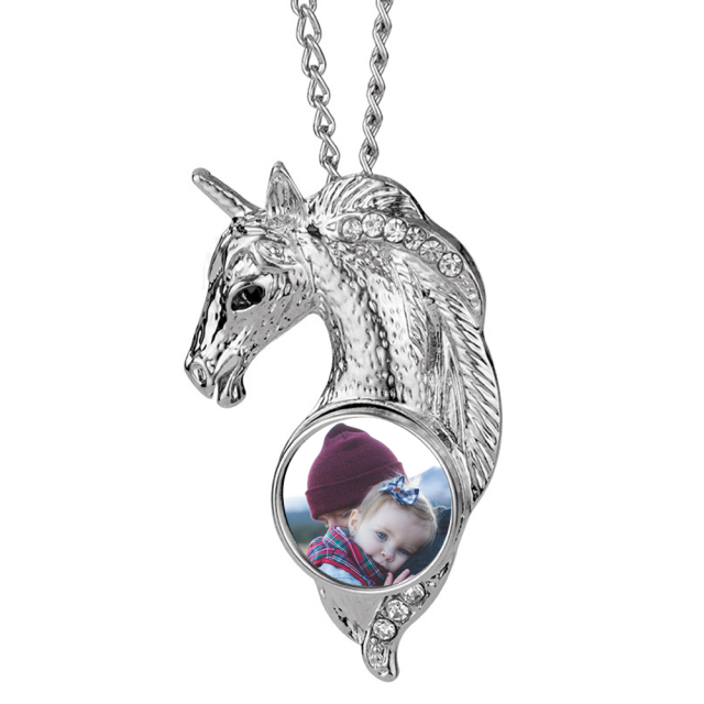 Popular Sublimation DIY Blank Unicorn Necklace Snake Bone Clothes Pendent