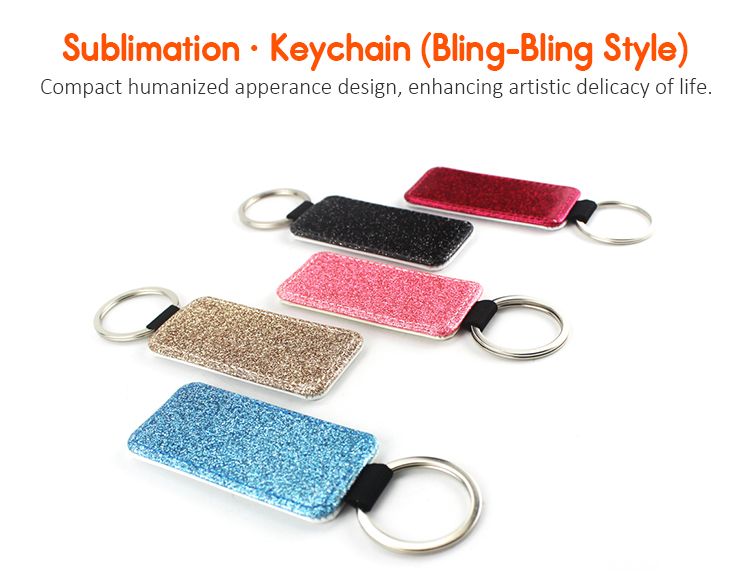 Sublimation Glitter Keychain (Blank) Silver / One (1) / Rectangular