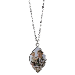 Fashion Sublimation Blank Metal Leaf Shape Necklace Women Cloth Ornament Decoration With Aluminum Sheet