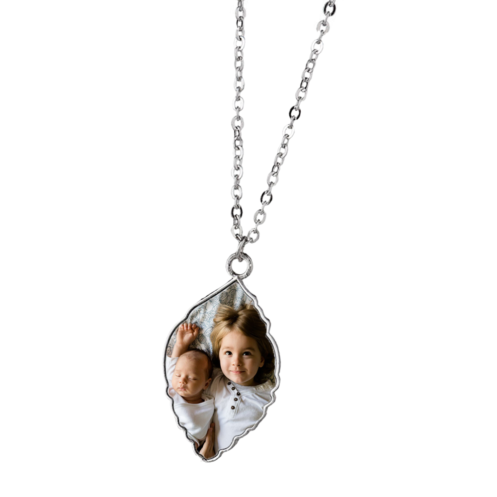 Fashion Sublimation Blank Metal Leaf Shape Necklace Women Cloth Ornament Decoration With Aluminum Sheet