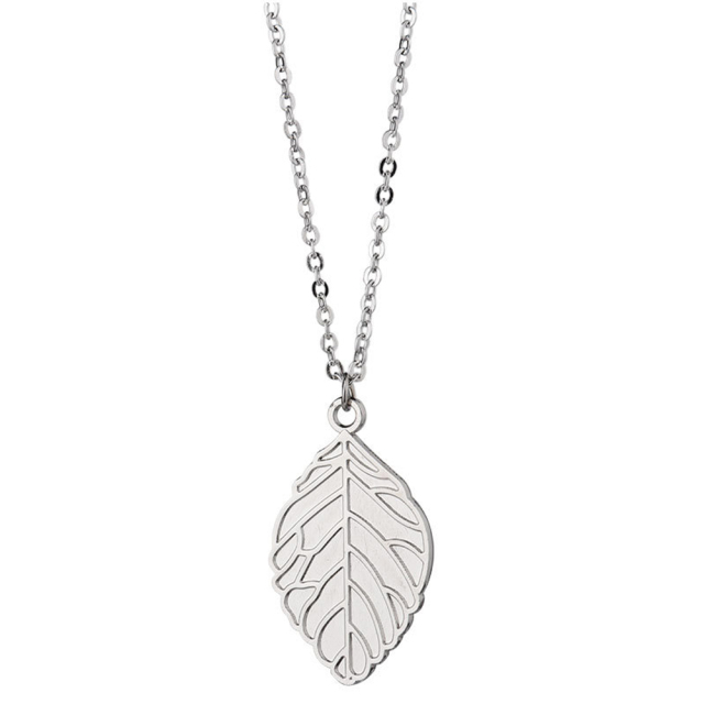 Fashion Sublimation Blank Metal Leaf Shape Necklace Women Cloth Ornament Decoration With Aluminum Sheet