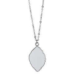 Fashion Sublimation Blank Metal Leaf Shape Necklace Women Cloth Ornament Decoration With Aluminum Sheet