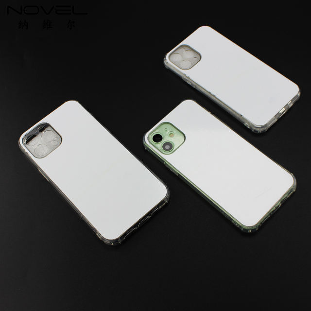 Transparent Four Corner Anti-drop Sublimation Blank 2D TPU Phone Case For iPhone 13 With Metal Insert