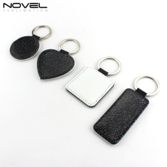 Sublimation DIY Colorful BlingBling PU Leather Keychain Square