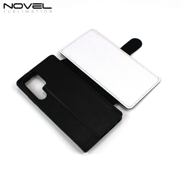 Blank Printable  Flip PU Leather Wallet Case For Galaxy S22 Ultra With Card Slot