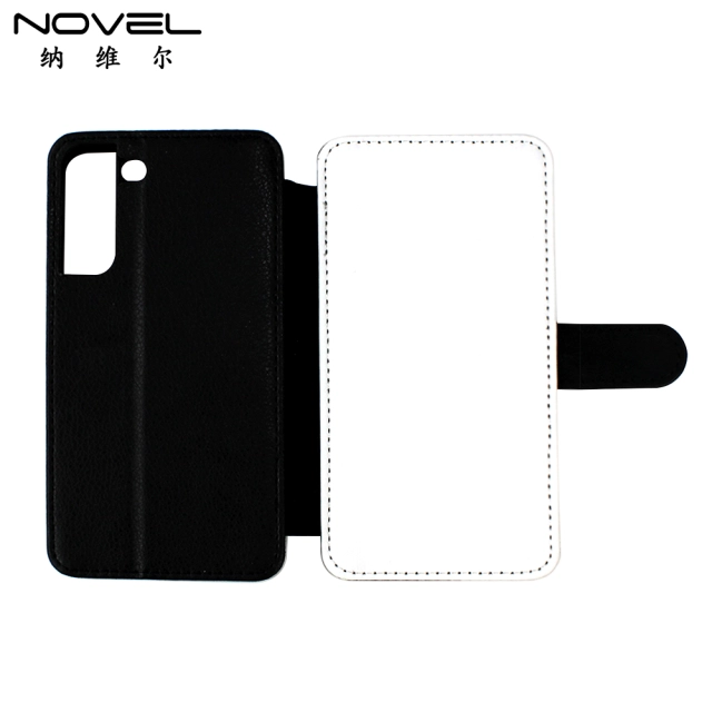 Blank Sublimation Flip PU Leather Wallet Case For Galaxy S22 With Card Slot