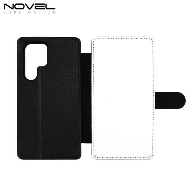 Blank Printable  Flip PU Leather Wallet Case For Galaxy S22 Ultra With Card Slot