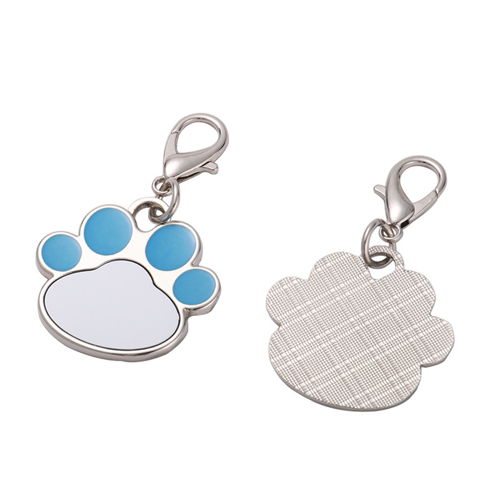 Sublimation Metal Keychain Pet Tags Single-sided Printing DIY Zinc Alloy Blank Colorful Dog Paw Dog Tag