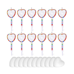 Sublimation Blank Metal Sweater Ornament Gold Heart Key Necklace With Color Diamonds