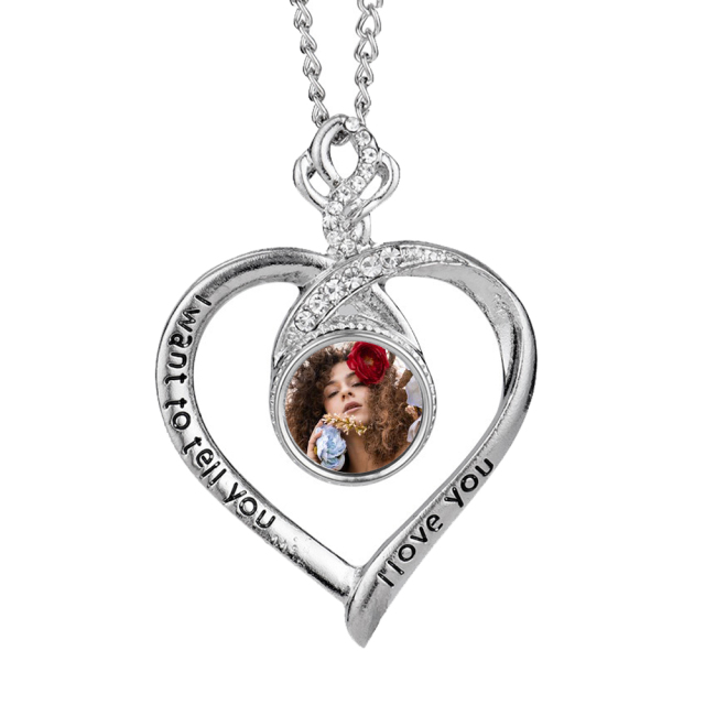 Fashion Sublimation Blank Metal Big Heart Necklace With Round Snap