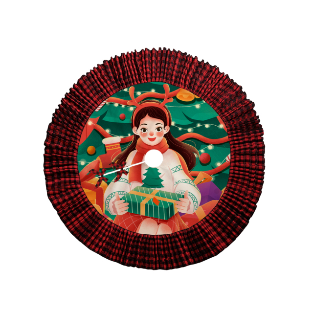 Wholesale Personalized Custom Logo Xmas Christmas Tree Skirt For Christmas Decoration Dye Sublimation Blanks