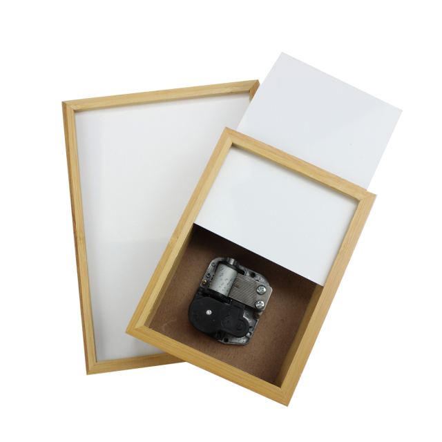 New Style Custom 7.5*8cm Bamboo Photo Frames Dye Sublimation Blanks Picture Frame with Music Box Eco-friendly WoodPhoto Frame