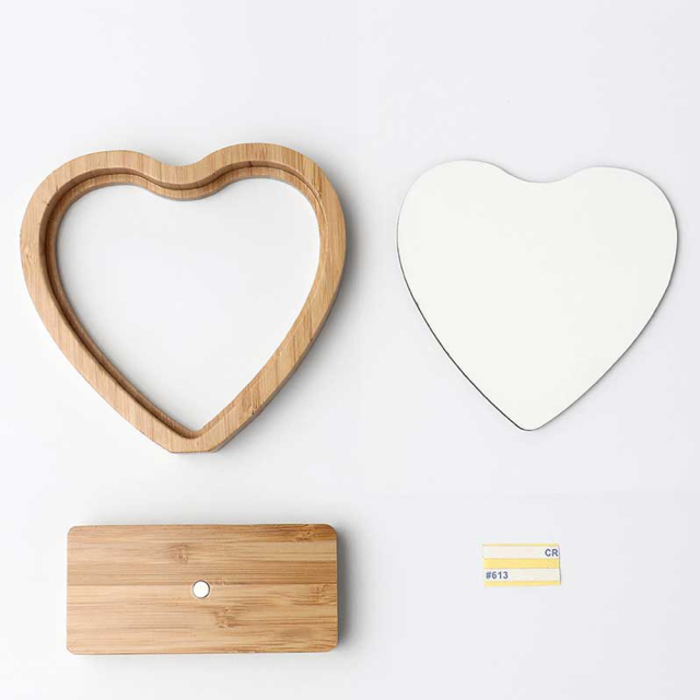 Heart Shape Bamboo Frame with MDF Insert Bamboo Crafts Dye Sublimation Blanks Picture for Christmas Gift