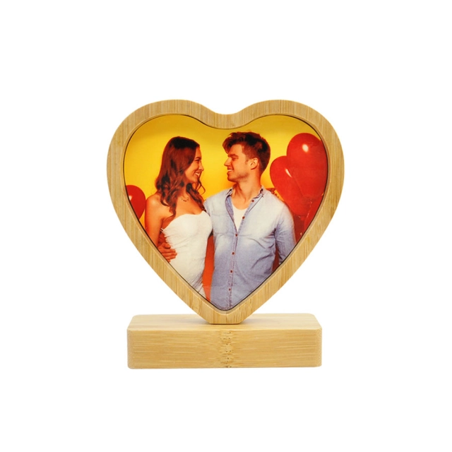 Heart Shape Bamboo Frame with MDF Insert Bamboo Crafts Dye Sublimation Blanks Picture for Christmas Gift