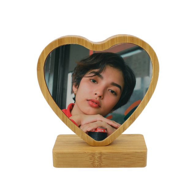 Heart Shape Bamboo Photo Frames Eco-friendly Home Decor Table Art Picture Frames Dye Sublimation Blanks Wooden Photo