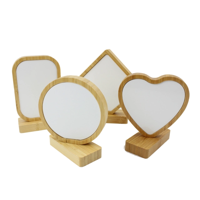 Heart Shape Bamboo Photo Frames Eco-friendly Home Decor Table Art Picture Frames Dye Sublimation Blanks Wooden Photo