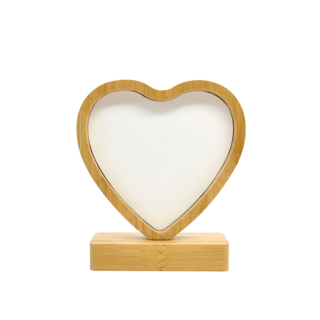 Heart Shape Bamboo Frame with MDF Insert Bamboo Crafts Dye Sublimation Blanks Picture for Christmas Gift