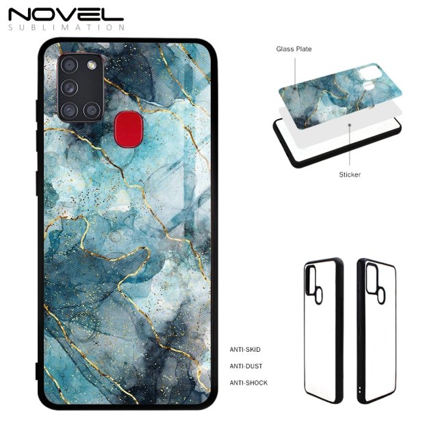 Tempered Glass Insert Sublimation Rubber TPU Case For Samsung Galaxy A21S