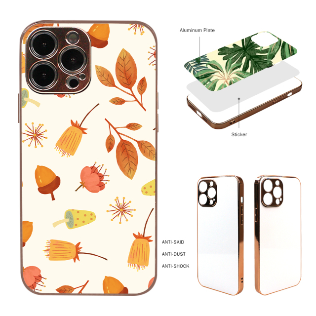 Sublimation Galvanized Electroplated Phone Case For iPhone 13 Series With Metal Insert