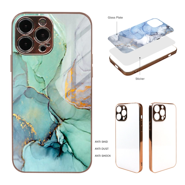 Sublimation Galvanized Electroplated Phone Case For iPhone 13 Series With Glass Insert