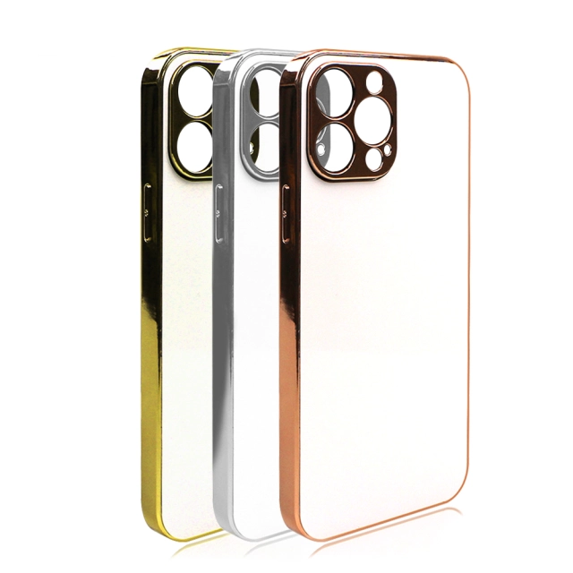 Sublimation Galvanized Electroplated Phone Case For iPhone 13 Series With Glass Insert