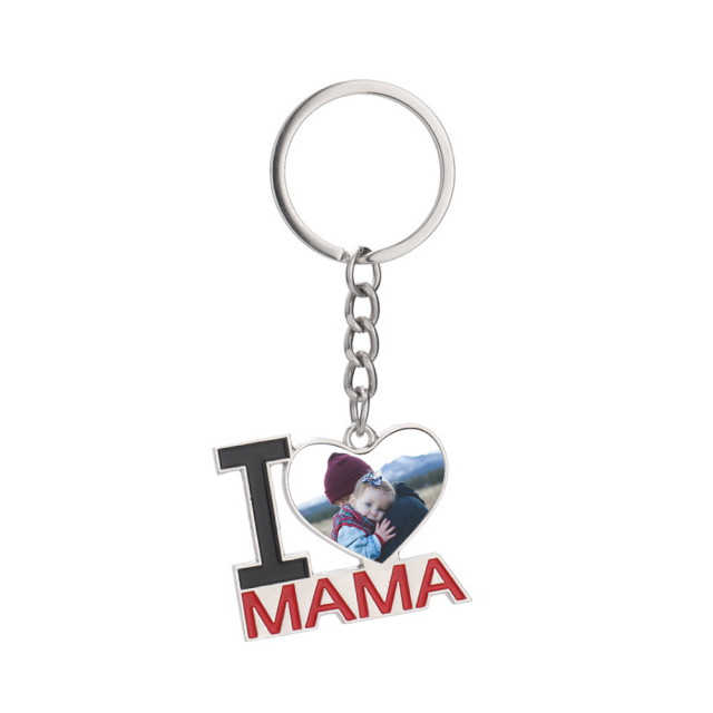 Sublimation Mother's Day Gift Metal Keychain I Love Mama Heart Shape Printable Keyring