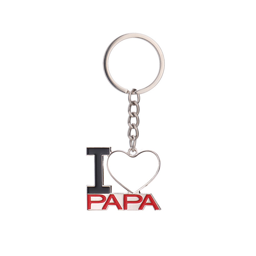 Father's Day Gift Sublimation Metal Keychain I Love Papa Heart Shape Printable Keyring