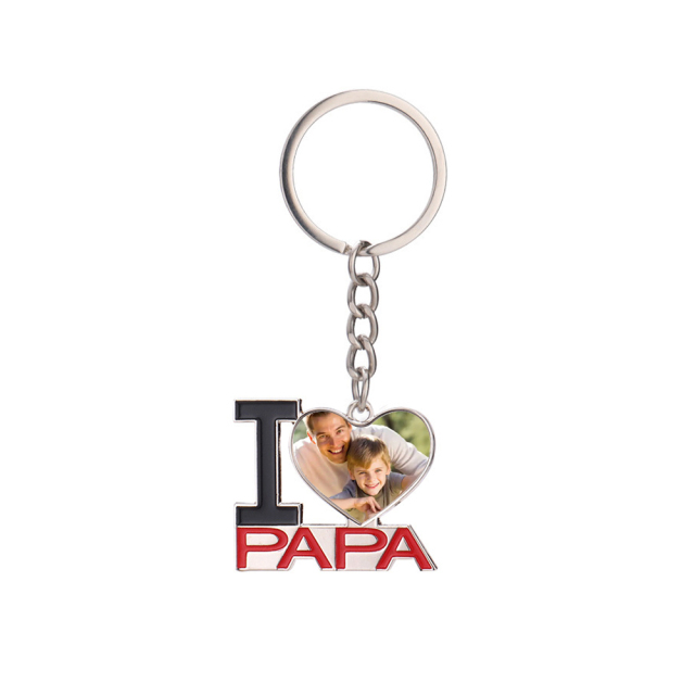 Father's Day Gift Sublimation Metal Keychain I Love Papa Heart Shape Printable Keyring