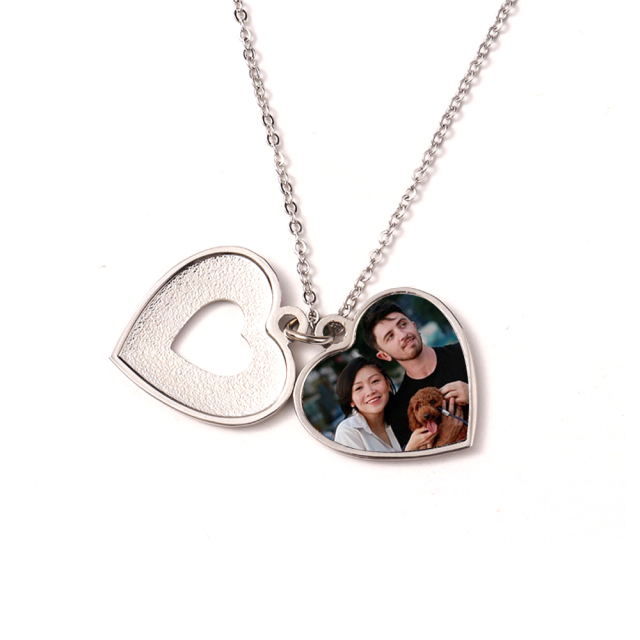 Fashion Sublimation Metal Heart Hollow Necklace WIth Metal Insert