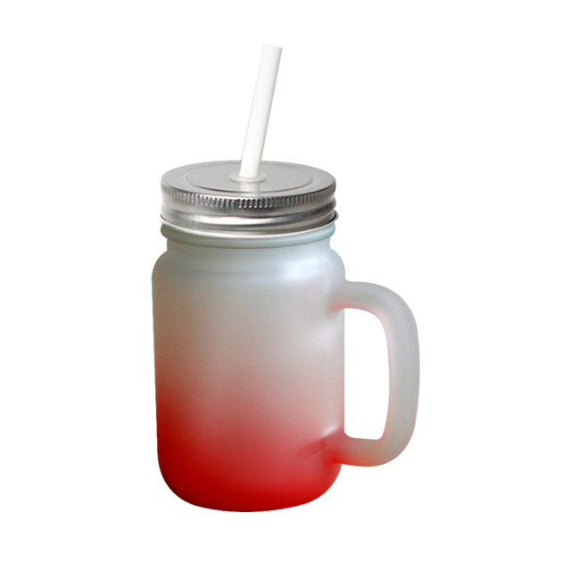 Sublimation Glass Cup Colored Bottom Mason Jar With Handle