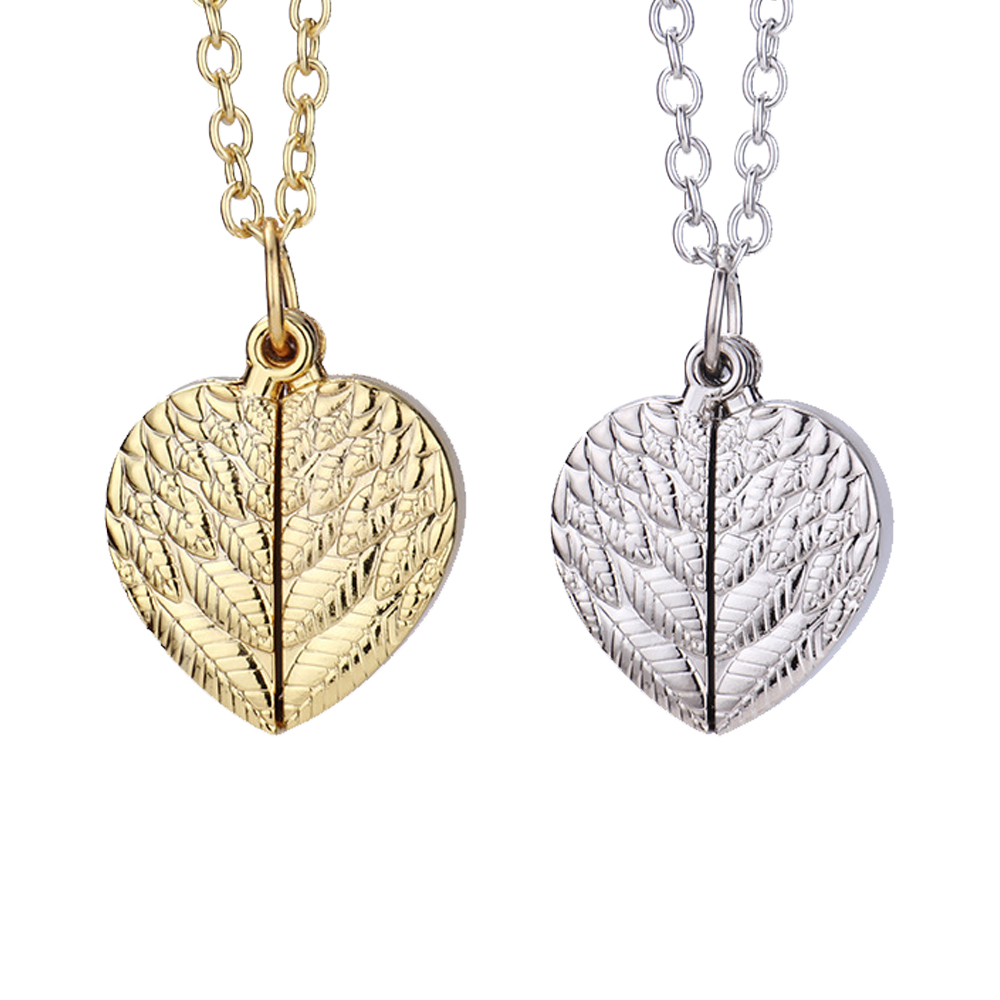 Fashion Sublimation Women Jewelry Blank Metal Heart Shape Wings Pendent Necklace