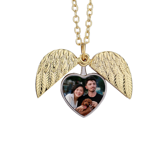 Fashion Sublimation Women Jewelry Blank Metal Heart Shape Wings Pendent Necklace