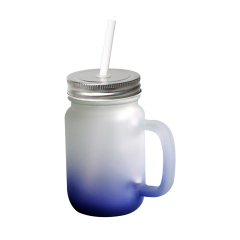 Sublimation Glass Cup Colored Bottom Mason Jar With Handle