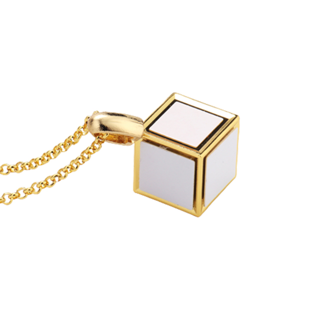 Sublimation Metal Jewelry Dice Square Pendant Necklace WIth Metal Insert