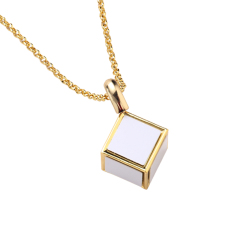 Sublimation Metal Jewelry Dice Square Pendant Necklace WIth Metal Insert