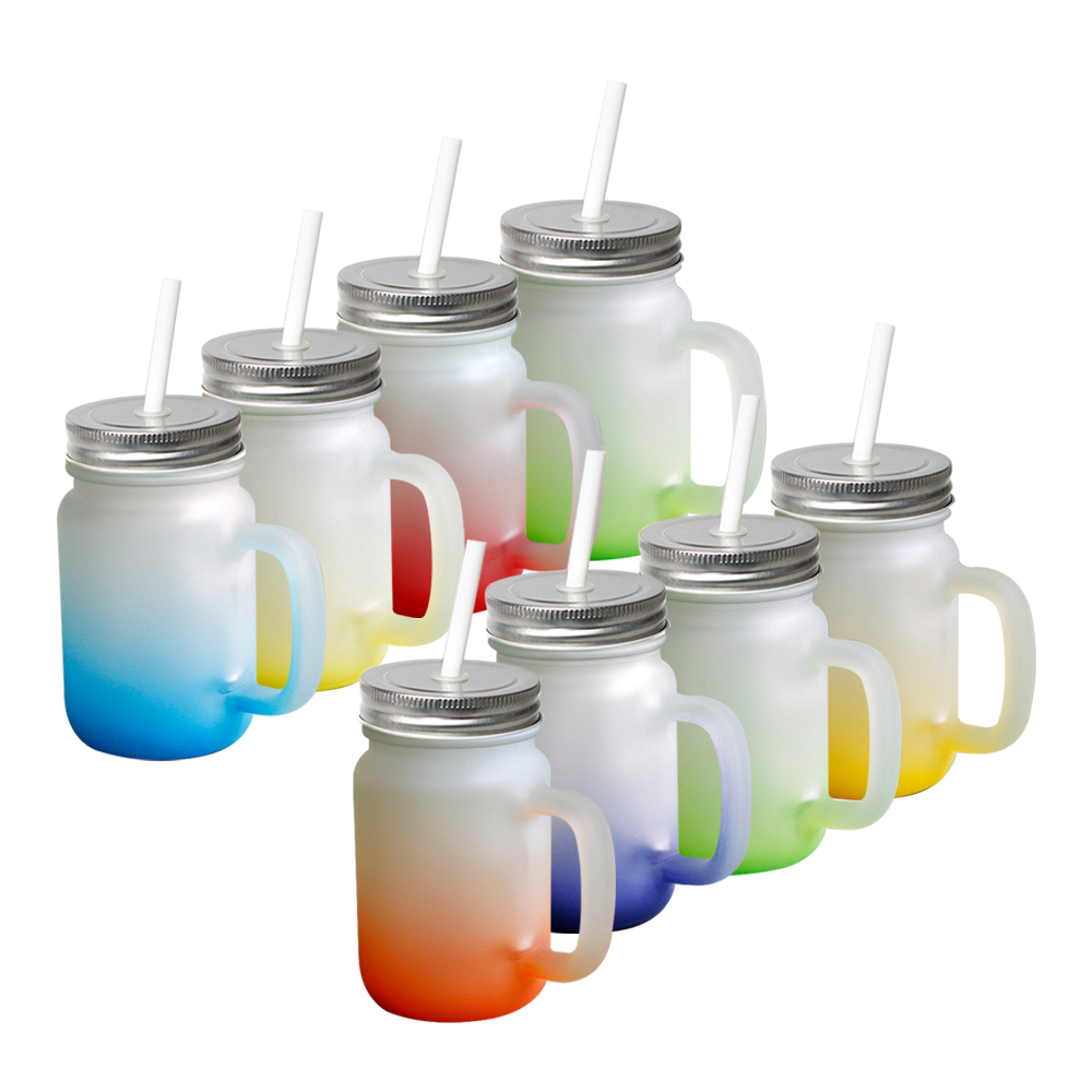 Sublimation Glass Cup Colored Bottom Mason Jar With Handle