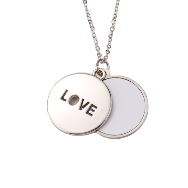 Sublimation Metal Round Hollow Necklace WIth Metal Insert