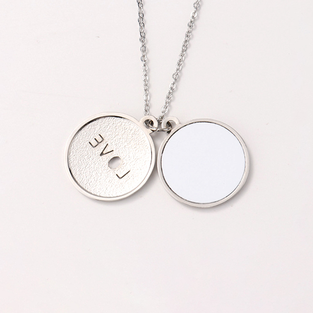 Sublimation Metal Round Hollow Necklace WIth Metal Insert