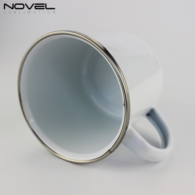 Sublimation Porcelain Enamel Mugs With Stainless Steel Rim