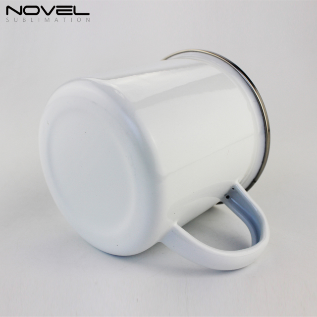 Sublimation Porcelain Enamel Mugs With Stainless Steel Rim