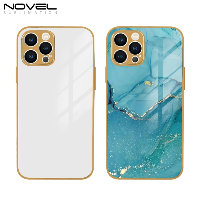 Sublimation Galvanized Electroplated Glass Phone Case With Embossed Edge For iPhone 12 Series iPhone 12mini Pro Max